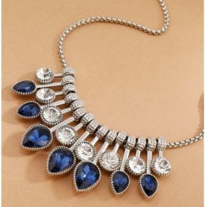 Blue And Clear Rhinestone Necklace